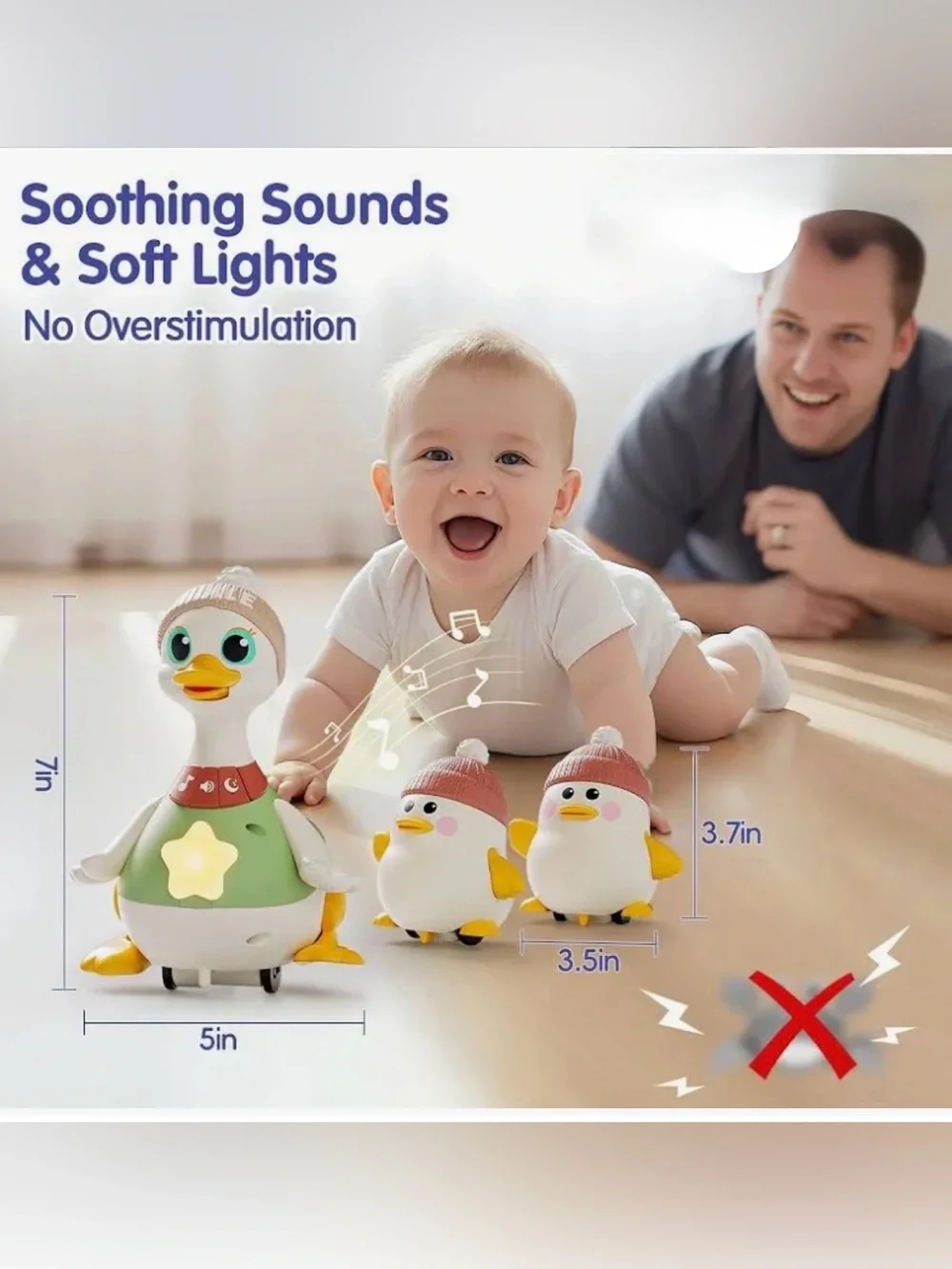 HOLA Baby Toys 6-12 Months Musical Dancing Duck Toy Set with Mama and Babys